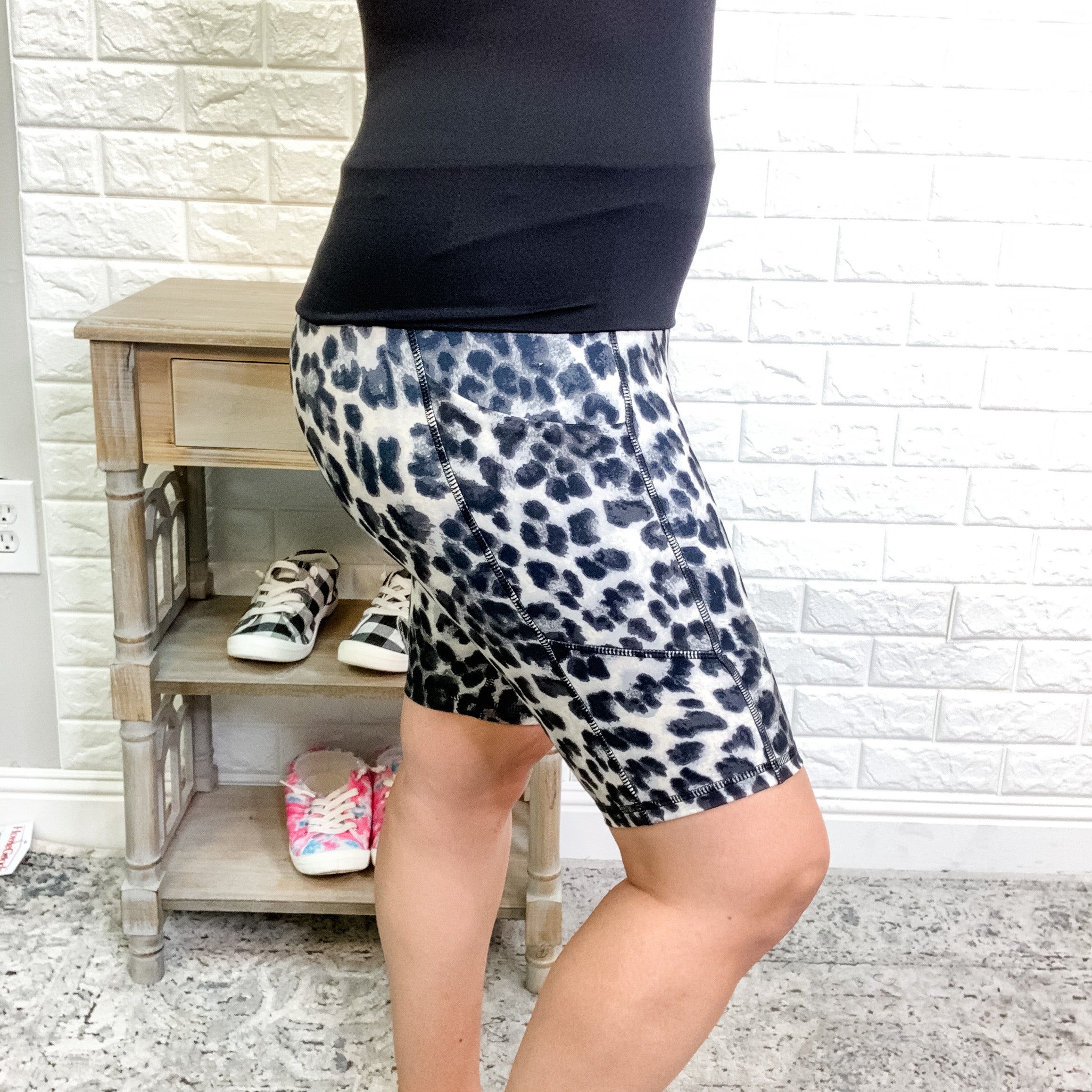 Animal Print Bike Shorts with Pockets-Lola Monroe Boutique