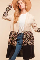 Animal Print Color Block Cardigan-Lola Monroe Boutique