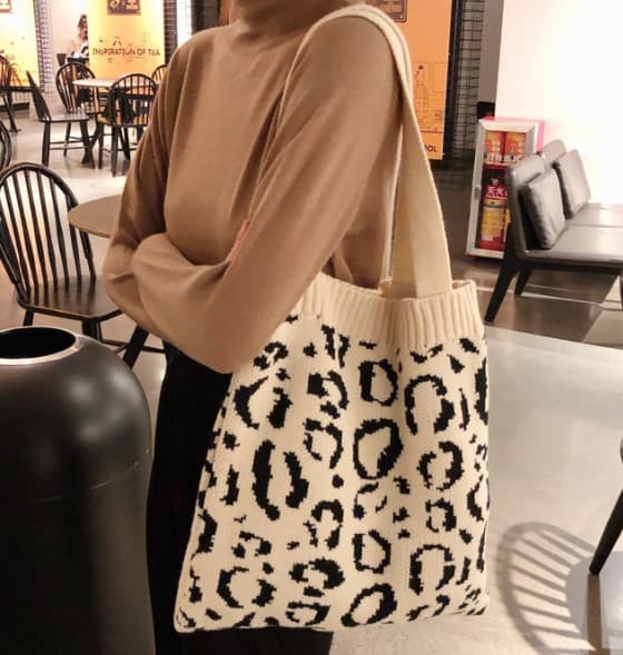 Animal Print Knit Totes (Multiple Colors)-Lola Monroe Boutique