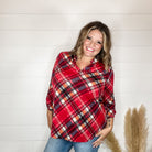 "Apple Crisp" Plaid Lizzy 3/4 Sleeve Split Neck-Lola Monroe Boutique