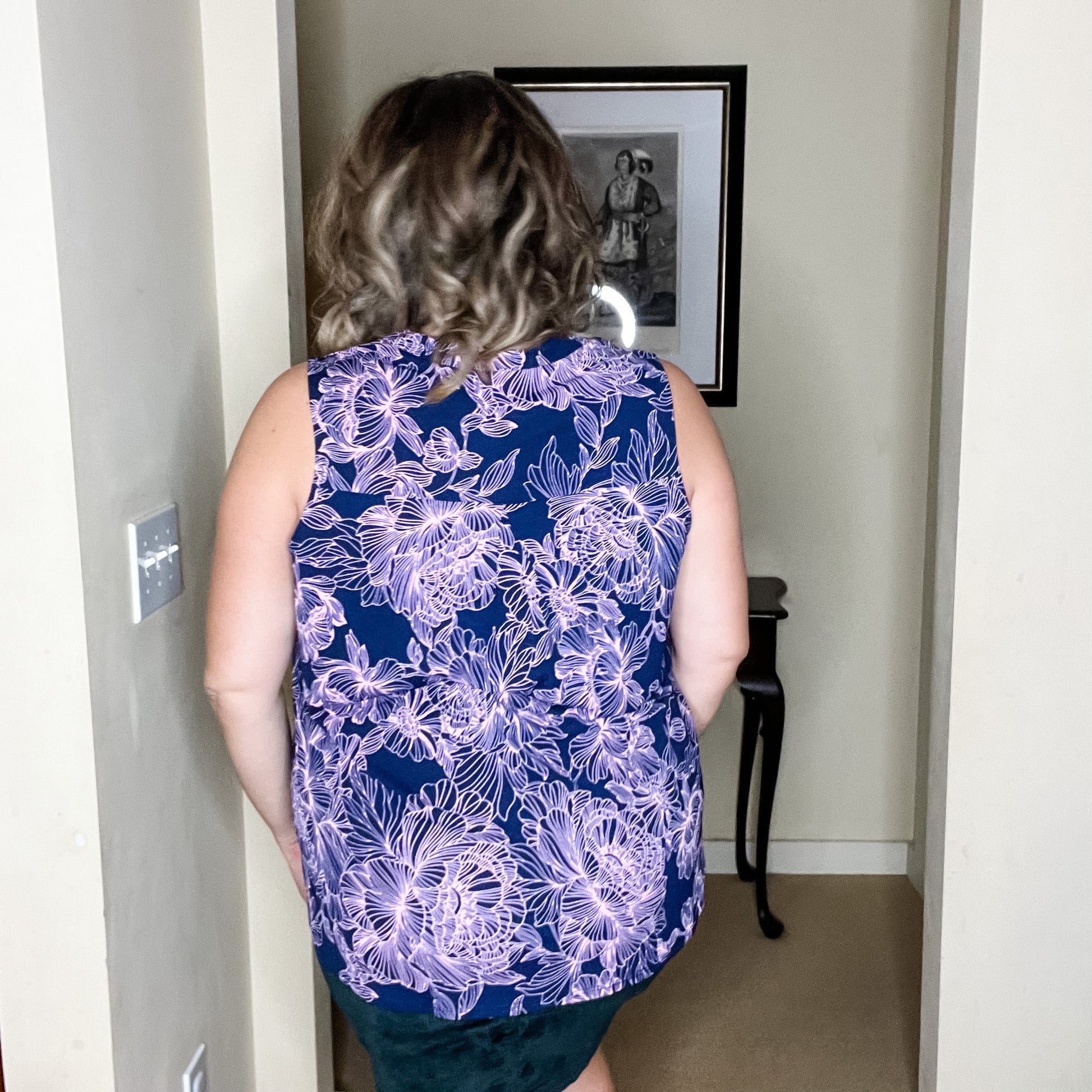 "Aquarius" Floral Sleeveless Split Neck