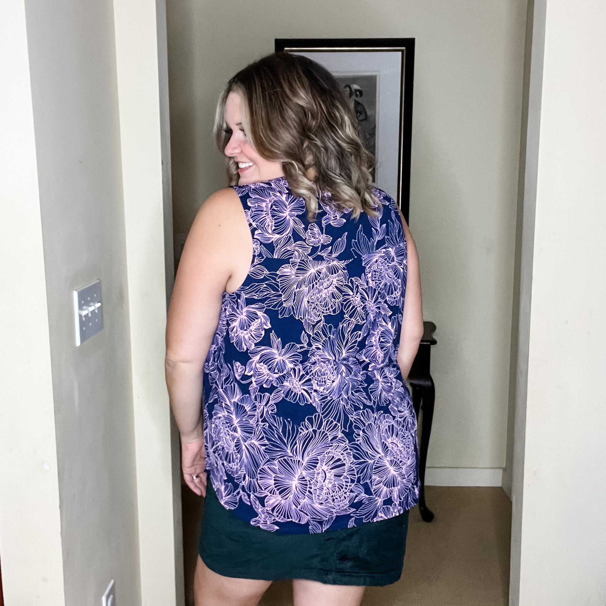 "Aquarius" Floral Sleeveless Split Neck