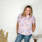 "Archer" Floral Split Neck Cuffed Short Sleeve-Lola Monroe Boutique