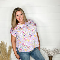 "Archer" Floral Split Neck Cuffed Short Sleeve-Lola Monroe Boutique