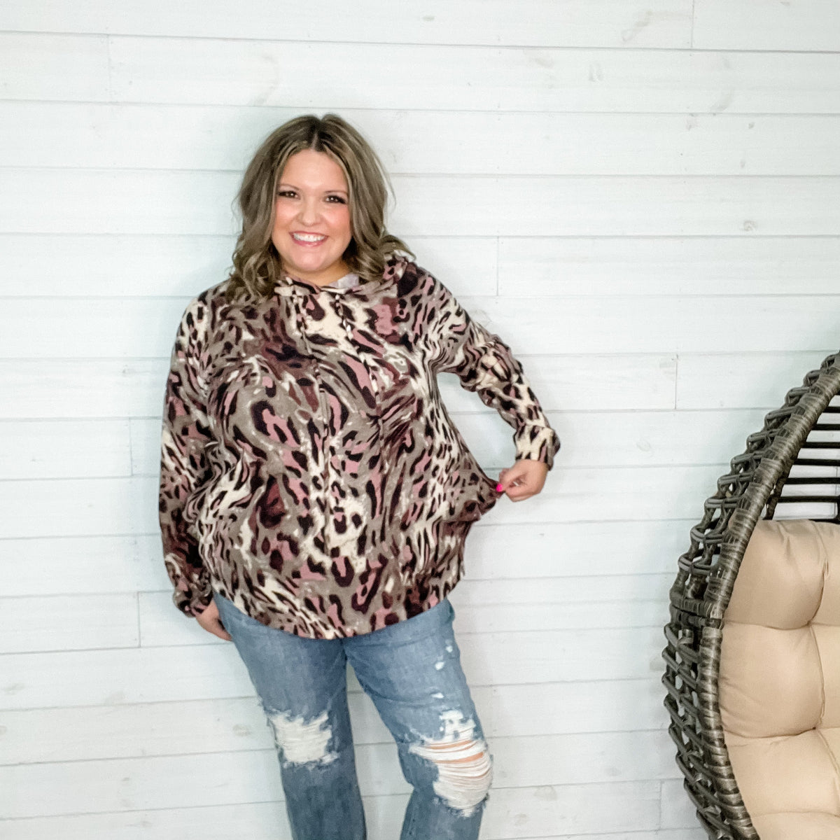 "Are You Ready" Animal Print Hoodie with Thumbholes-Lola Monroe Boutique