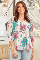 "Arkin" Floral Long Sleeve U Neck-Lola Monroe Boutique