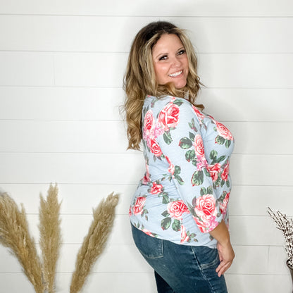 "Asher" 3/4 Sleeve with Keyhole Slit Detail