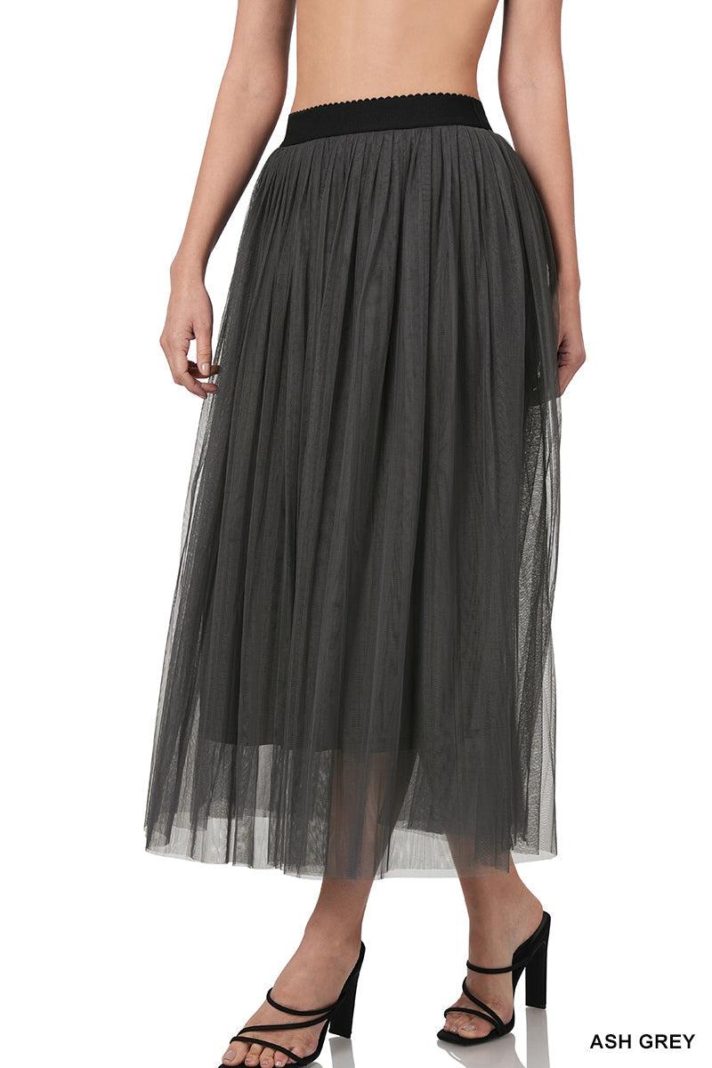 "Ashes to Ashes" Mesh Pleated Skirt-Lola Monroe Boutique