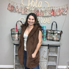 "Aspen" Hooded Faux Fur Vest (Brown)-Lola Monroe Boutique