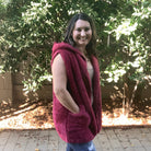 "Aspen" Hooded Faux Fur Vest (Cabernet)-Lola Monroe Boutique