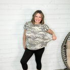 "Attention" Camo Ruffle Sleeve-Lola Monroe Boutique