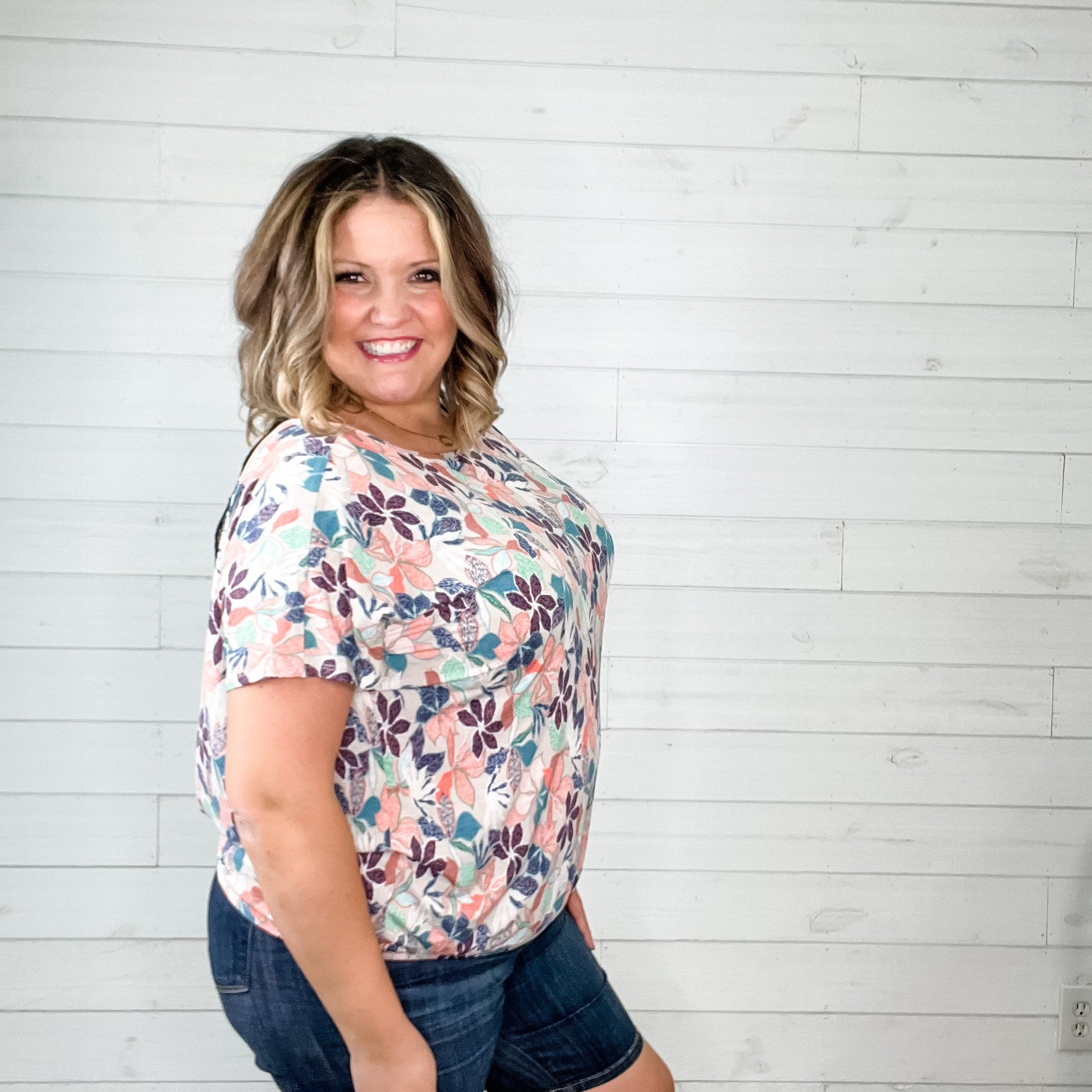 "Attention Seeker" Floral Dolman with Lace Back Detail