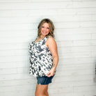 "Atwood" Animal Print Babydoll Tank with Faux Button Detail-Lola Monroe Boutique