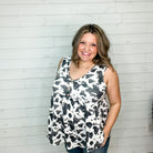 "Atwood" Animal Print Babydoll Tank with Faux Button Detail-Lola Monroe Boutique