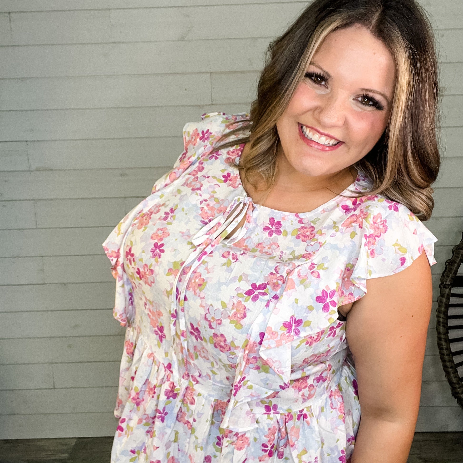 "Augustine" Floral Ruffle Cap Sleeve Babydoll