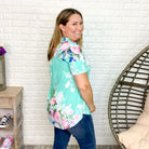 "Ava" Floral Split Neck Short Sleeve-Lola Monroe Boutique