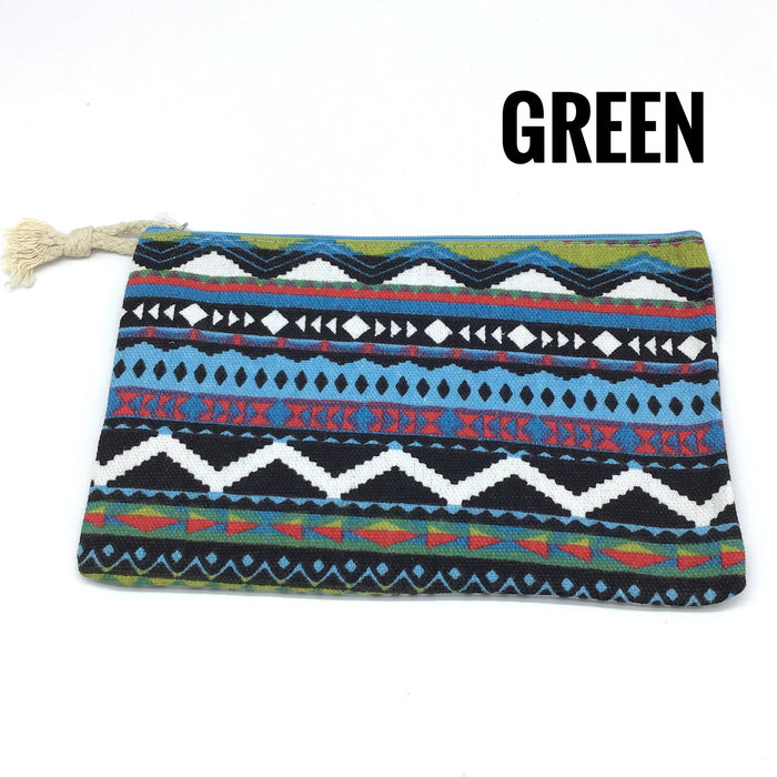 Aztek Tribal Zip Top Pouch (Multiple Colors)-Lola Monroe Boutique