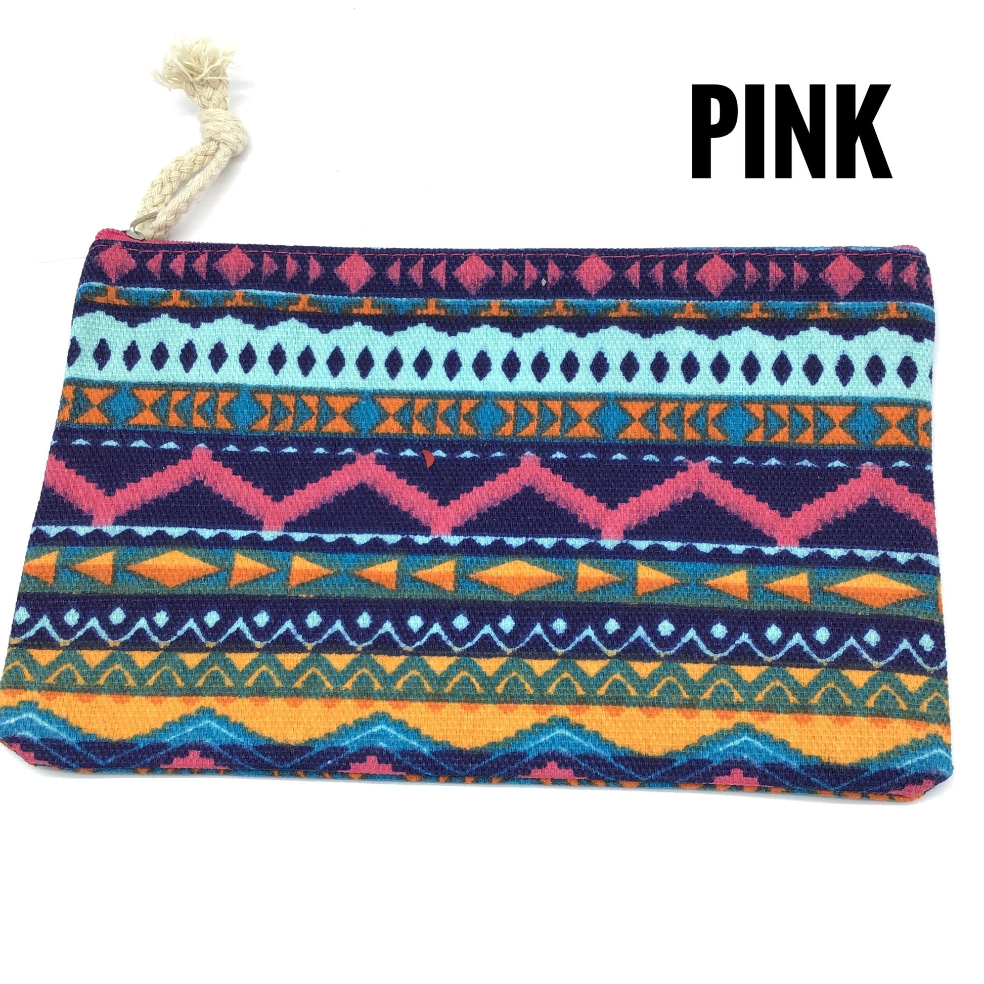 Aztek Tribal Zip Top Pouch (Multiple Colors)-Lola Monroe Boutique