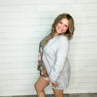 Balloon Sleeve Cardigan with Front Pockets (Heather Grey)-Lola Monroe Boutique