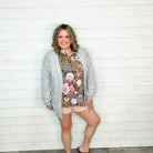 Balloon Sleeve Cardigan with Front Pockets (Heather Grey)-Lola Monroe Boutique