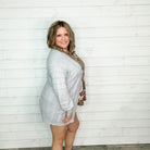 Balloon Sleeve Cardigan with Front Pockets (Heather Grey)-Lola Monroe Boutique