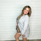 Balloon Sleeve Cardigan with Front Pockets (Heather Grey)-Lola Monroe Boutique