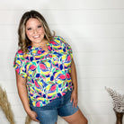 "Banana" Split Neck Cuffed Short Sleeve-Lola Monroe Boutique