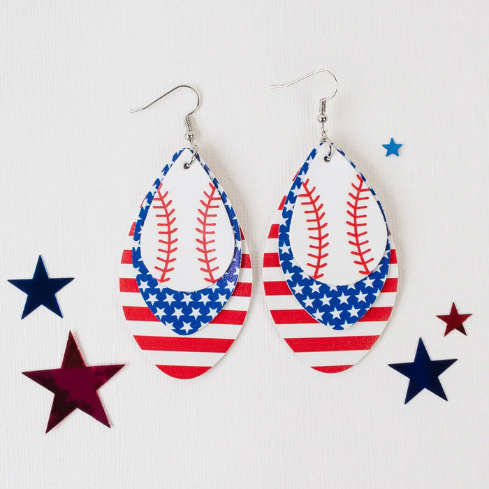 Baseball Teardrop Earrings-Lola Monroe Boutique