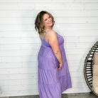 "Beach Vibe" Adjustable Strap Maxi Tiered Dress with Pockets (Lavender)-Lola Monroe Boutique