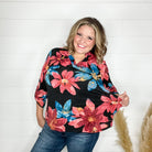 "Beaumont" Floral Lizzy 3/4 Sleeve Split Neck-Lola Monroe Boutique