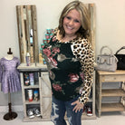 "Bella" Animal Print Sleeve Long Sleeve-Lola Monroe Boutique