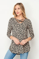 "Bethany" Animal Print 3/4 Sleeve-Lola Monroe Boutique