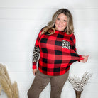 "Bianca" Long Sleeve Buffalo Plaid with Animal Accent Pocket and Sleeve-Lola Monroe Boutique