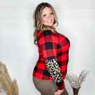 "Bianca" Long Sleeve Buffalo Plaid with Animal Accent Pocket and Sleeve-Lola Monroe Boutique