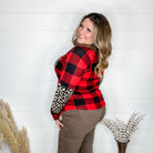 "Bianca" Long Sleeve Buffalo Plaid with Animal Accent Pocket and Sleeve-Lola Monroe Boutique