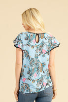 "Bishop" Paisley Keyhole Design Ruffle Cap Sleeve-Lola Monroe Boutique