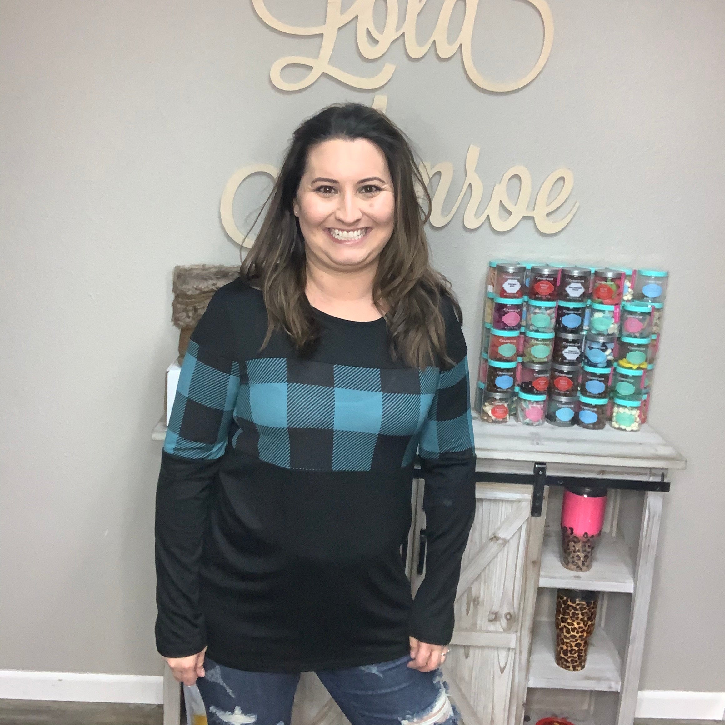 Black & Teal Plaid Long Sleeve Tunic-Lola Monroe Boutique