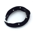 Black Velvet Headband with Pearl Accent-Lola Monroe Boutique