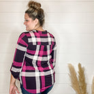 "Blayne" Plaid Lizzy 3/4 Sleeve Split Neck-Lola Monroe Boutique