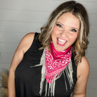 "Blingdana" Sparkle Fringe Bandana (Pink & Black)-Lola Monroe Boutique