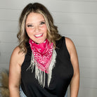 "Blingdana" Sparkle Fringe Bandana (Pink & Black)-Lola Monroe Boutique