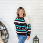 "Blitzen" Sparkle & Reindeer Design Long Sleeve-Lola Monroe Boutique