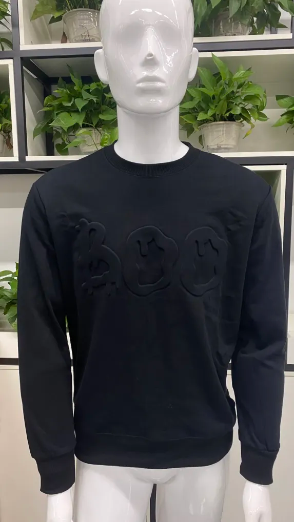 "Boo" Halloween Embossed Crewneck Top