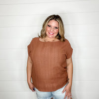 "Brace Yourself" Shoulder Button Detail with Cuffed Sleeves (Brown)-Lola Monroe Boutique