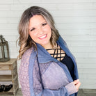 "Brady" Zip Up French Terry Sweatshirt with Crochet Detail (Blue & Black)-Lola Monroe Boutique