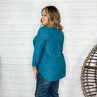 "Brinkley" 3/4 Sleeve Split Neck (Teal)-Lola Monroe Boutique