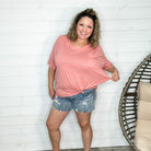 "Brother" V Neck Oversized Boyfriend Tee (Heather Ash Rose)-Lola Monroe Boutique