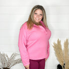 "Bubblegum" Long Sleeve Split Neck Sweatshirt-Lola Monroe Boutique