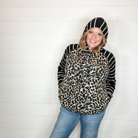"Caged" Animal Print with Stripe Accent Hoodie-Lola Monroe Boutique