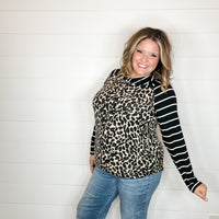 "Caged" Animal Print with Stripe Accent Hoodie-Lola Monroe Boutique